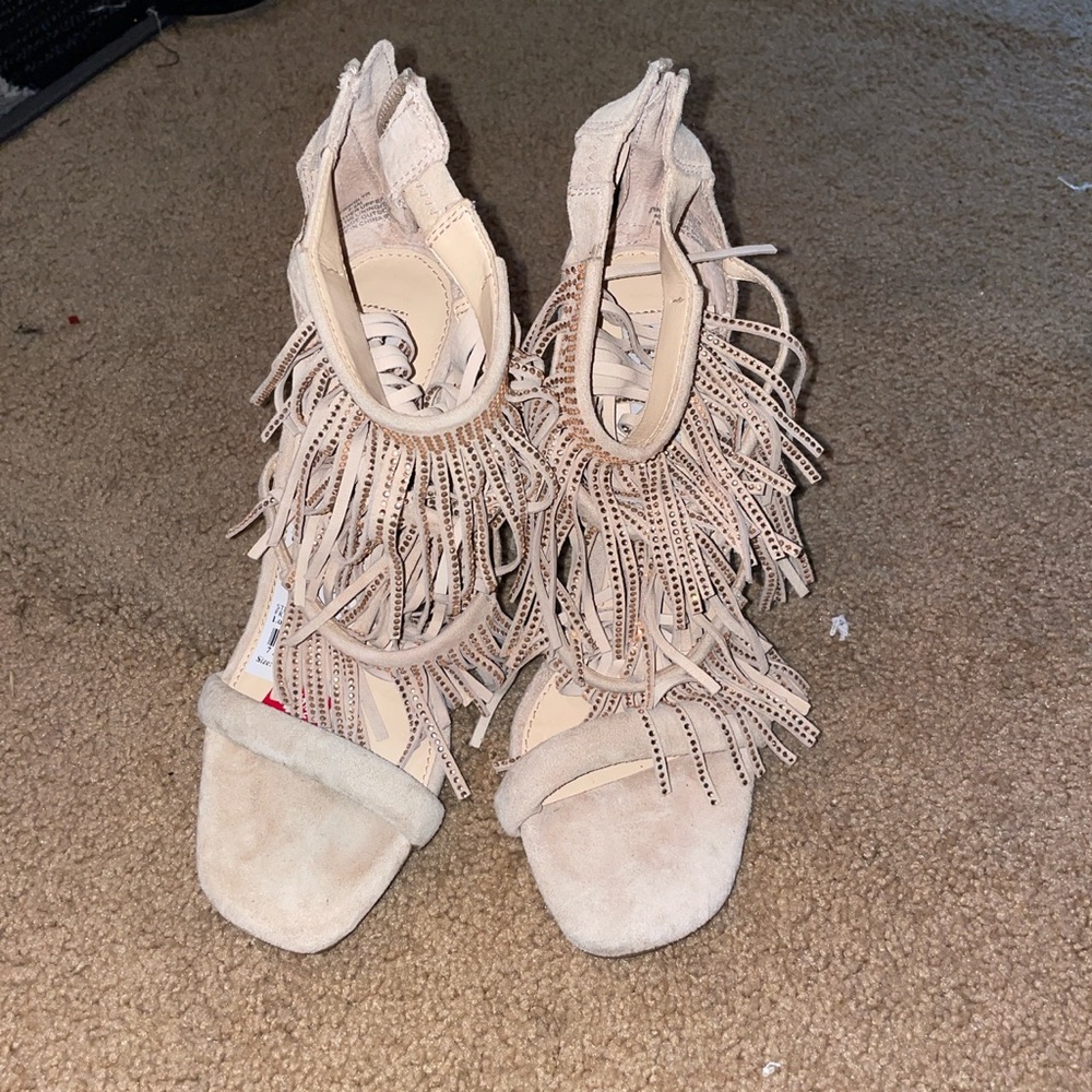 Steve Madden Fringe Embellished Suede Heels